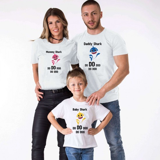 T-shirts d'anniversaire famille shark